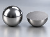 Conceptual CGI: Solid stainless hemispherical section and complete silver sphere, with no cavity or detached shell