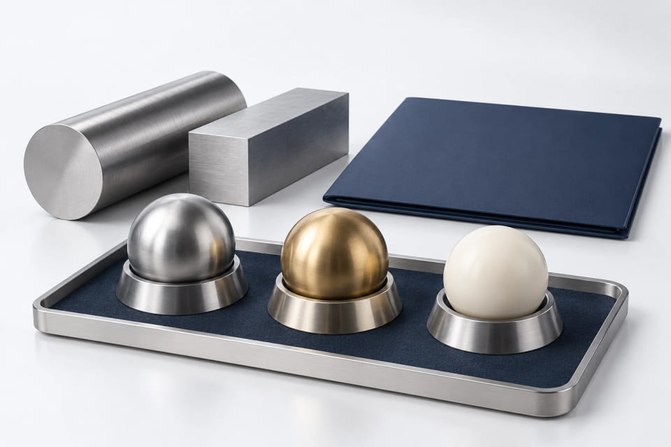 Material background and finished spherical components