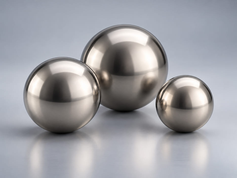 CGI product concept of Nickel Alloy Balls; illustrative material and geometry