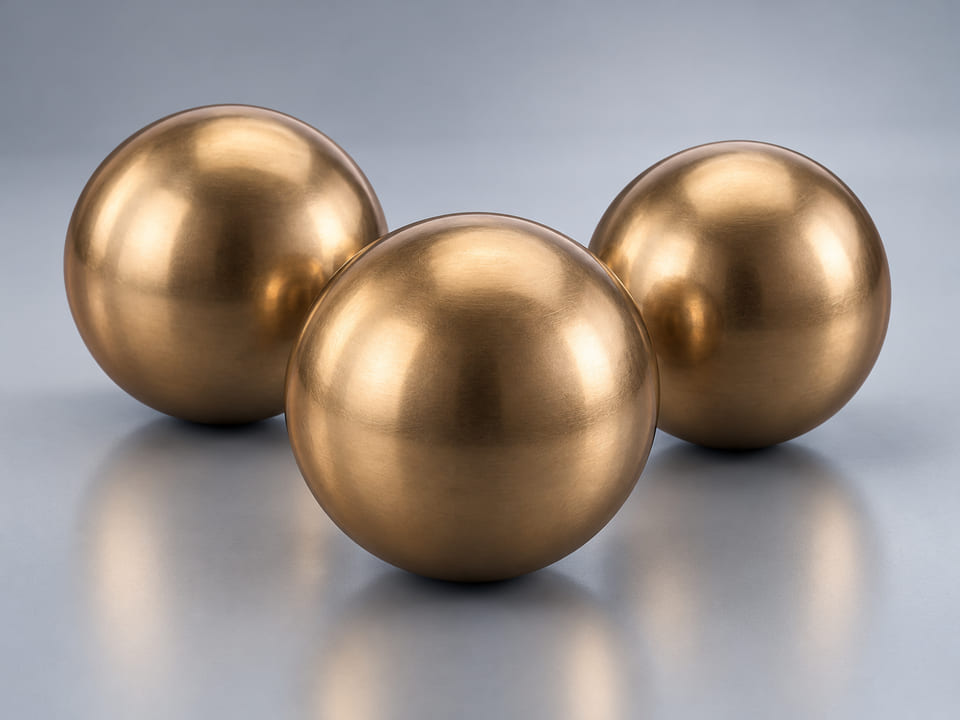 CGI product concept of Aluminium Bronze Balls; illustrative material and geometry