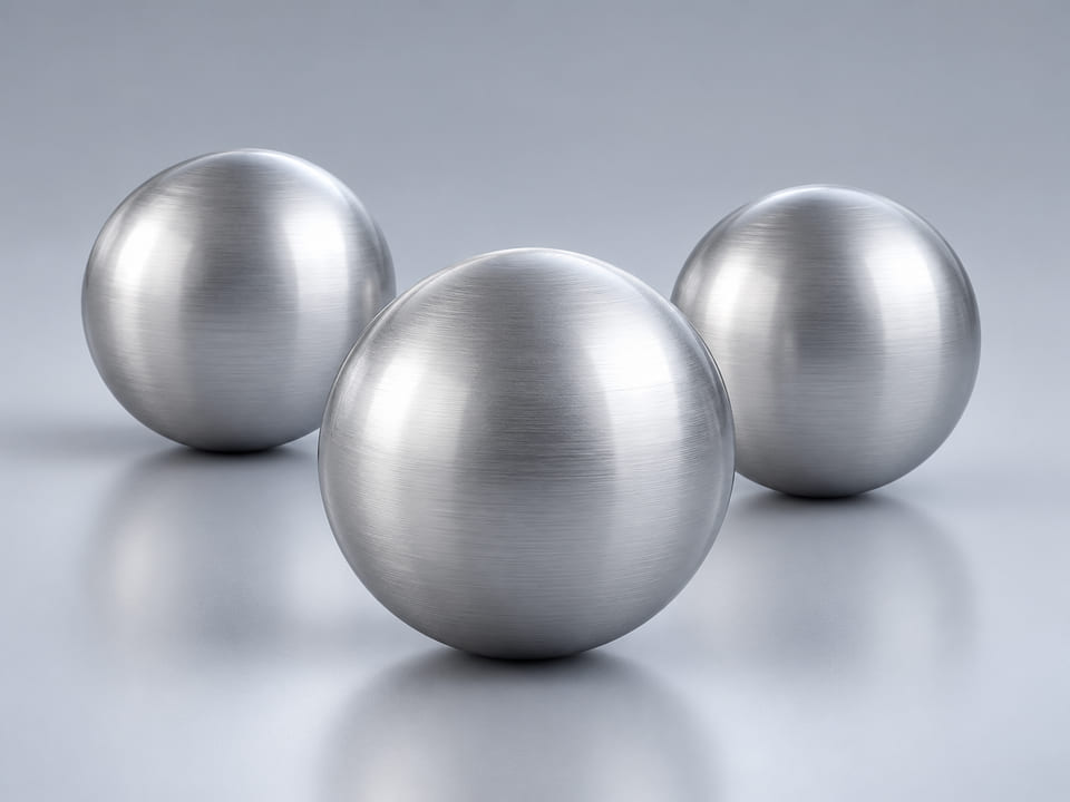 CGI product concept of Aluminium Balls; illustrative material and geometry