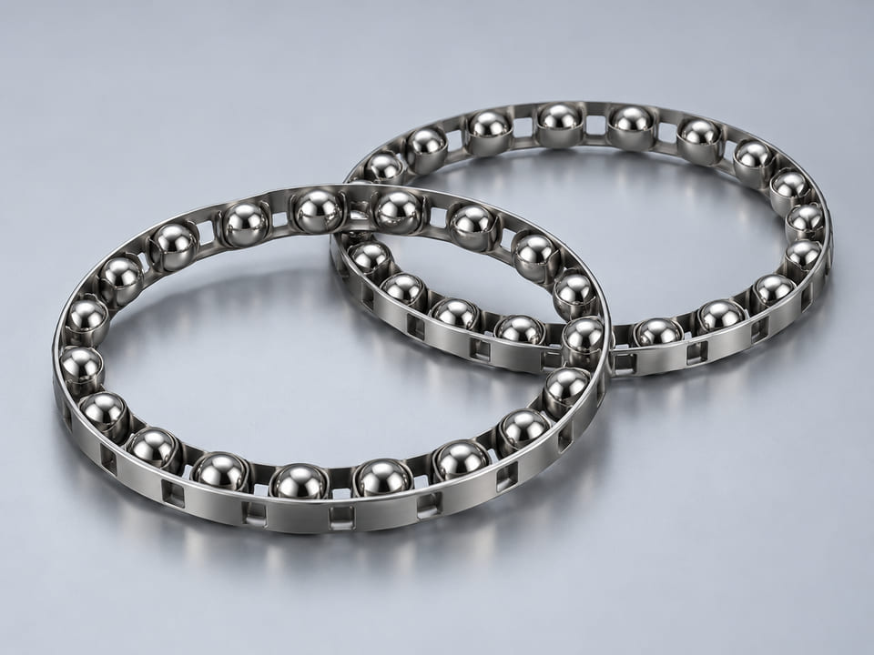 CGI product concept of Ball Retainers & Bearing Cages; illustrative material and geometry