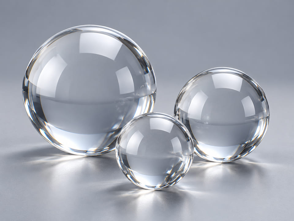 CGI product concept of PMMA Acrylic Balls; illustrative material and geometry