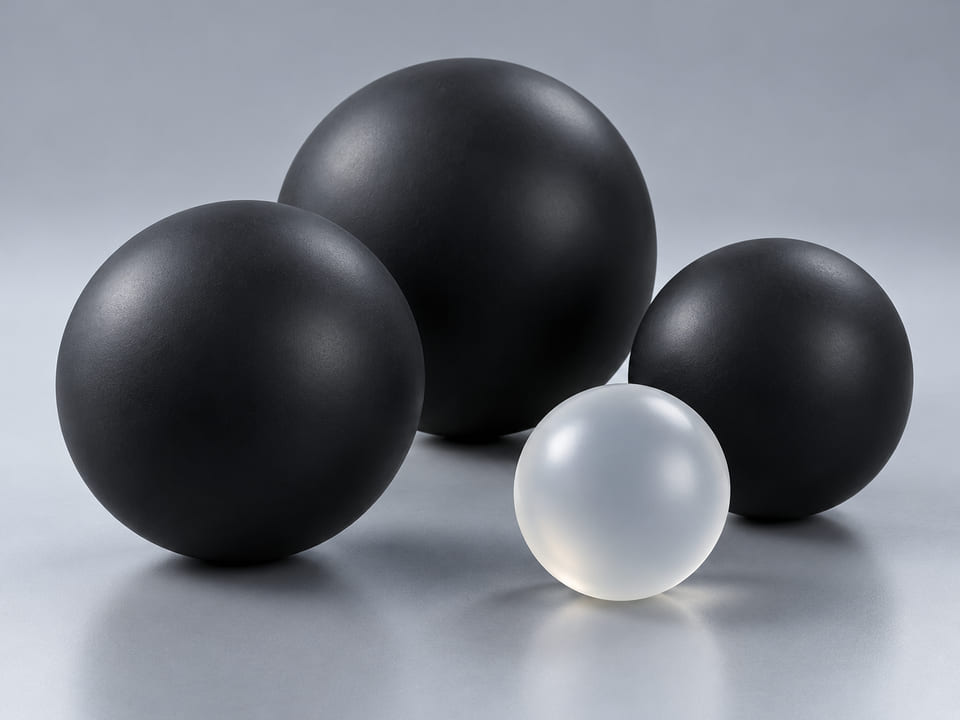 CGI product concept of Solid Elastomer Balls; illustrative material and geometry
