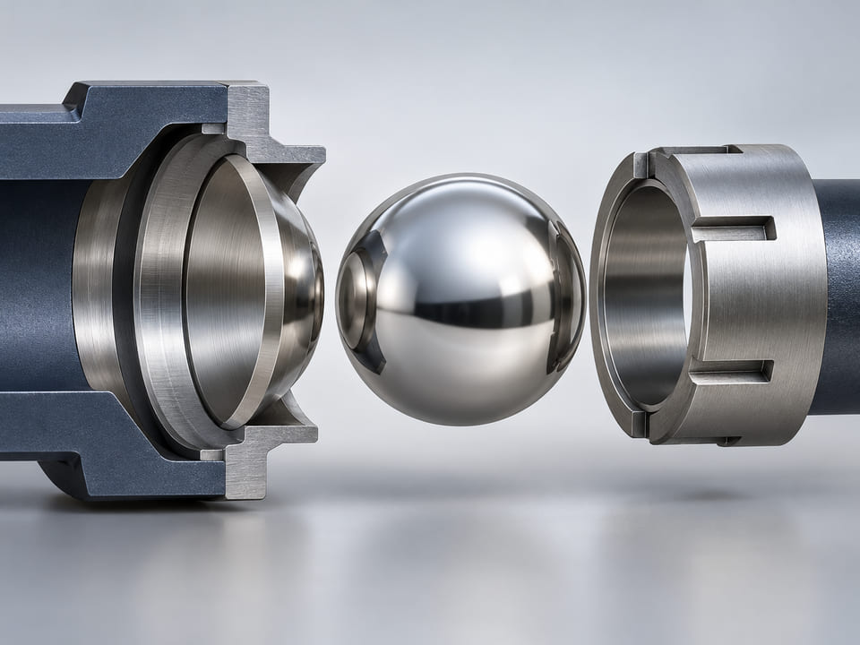 Conceptual CGI: Matched Ball & Seat Sets material and structure review