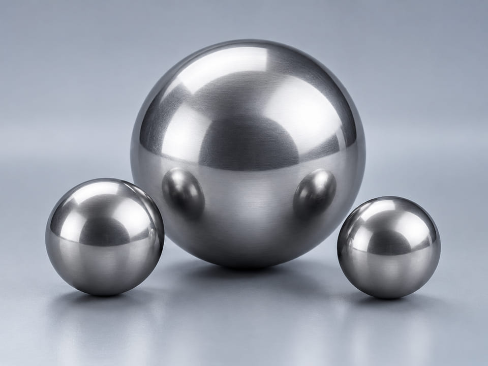 CGI product concept of AISI 1085 Carbon Steel Balls; illustrative material and geometry
