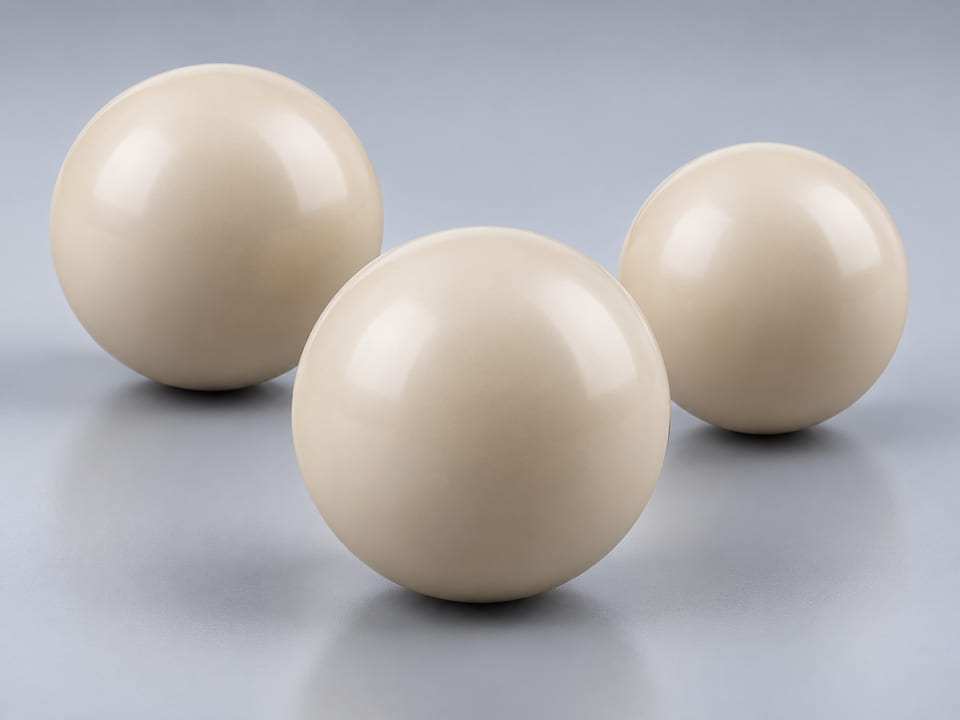 CGI product concept of PEEK Balls; illustrative material and geometry
