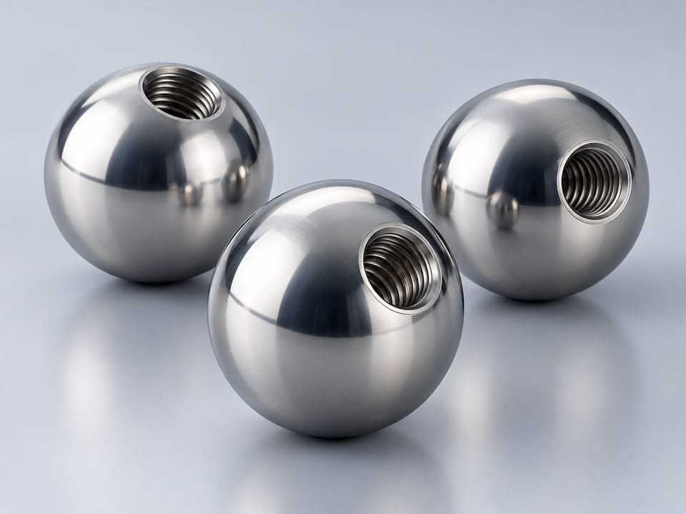 CGI product concept of Threaded Steel Balls; illustrative material and geometry