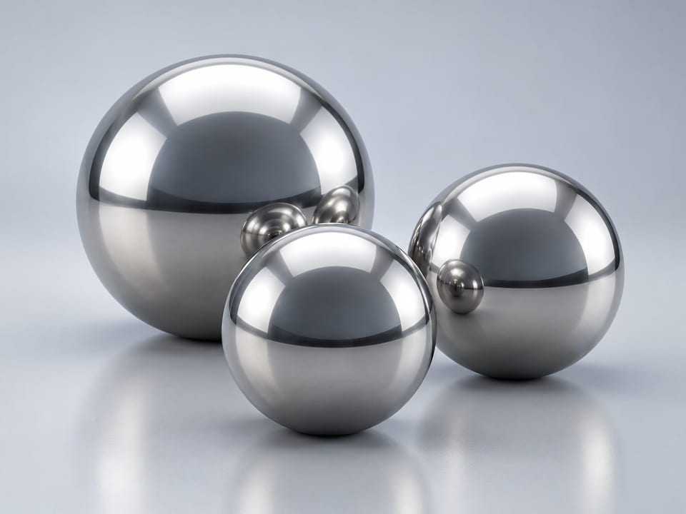 CGI product concept of 316/316L Stainless Steel Balls; illustrative material and geometry