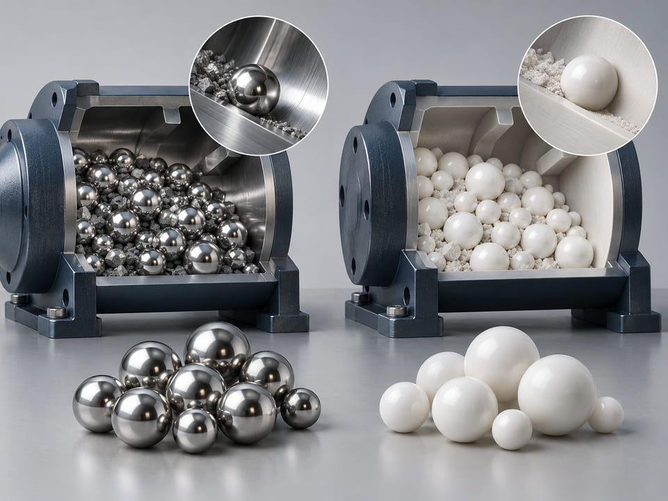 Conceptual CGI: Grinding & Burnishing Balls material and structure review