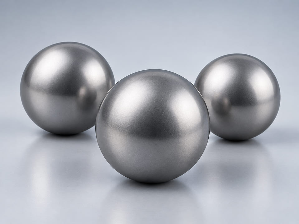 CGI product concept of Titanium Balls; illustrative material and geometry